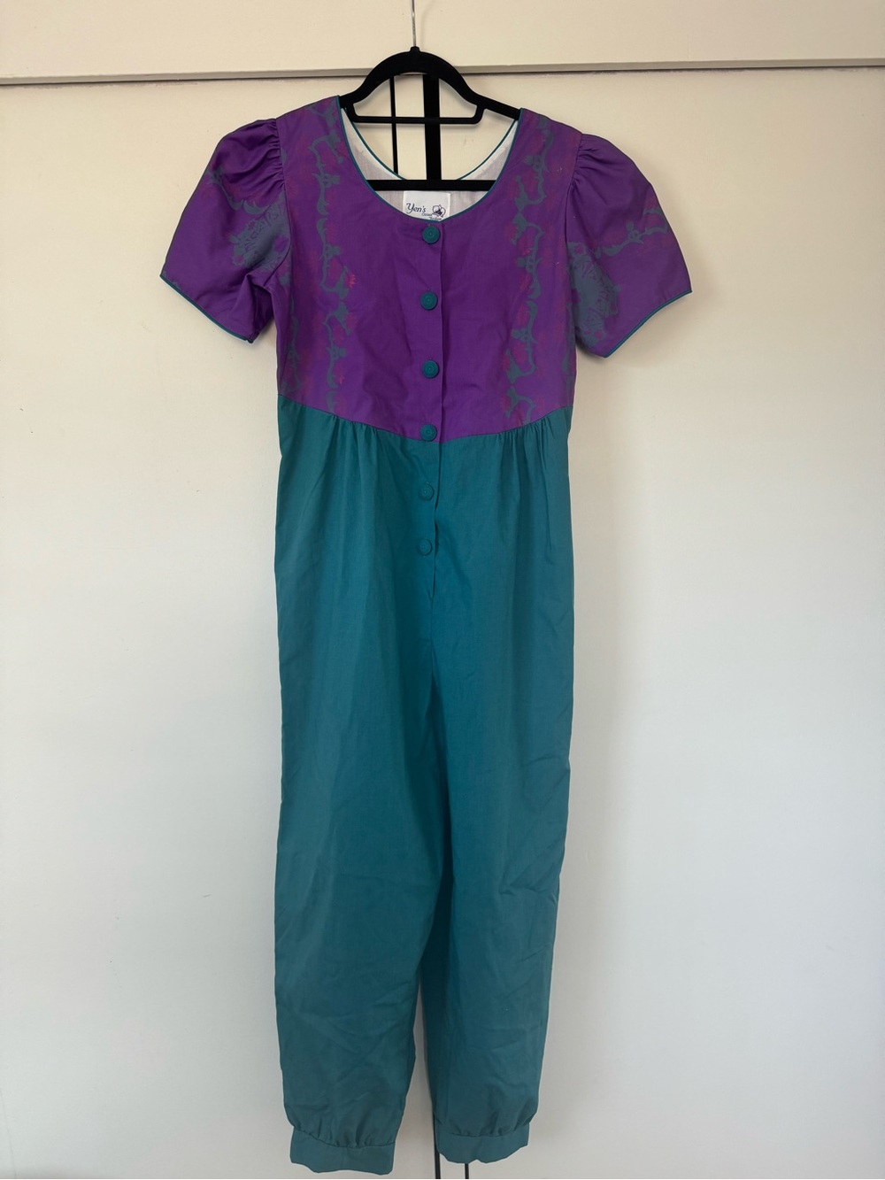 Yens Vintage Two-Tone Jumpsuit in Purple & Teal Petite